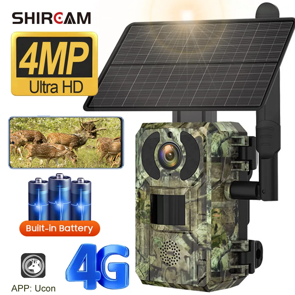 camera solar caca trail para a vida selvagem ao ar livre 4g cartao sim deteccao de movimento pir bateria photo trap ir night vision cctv 4mp 01