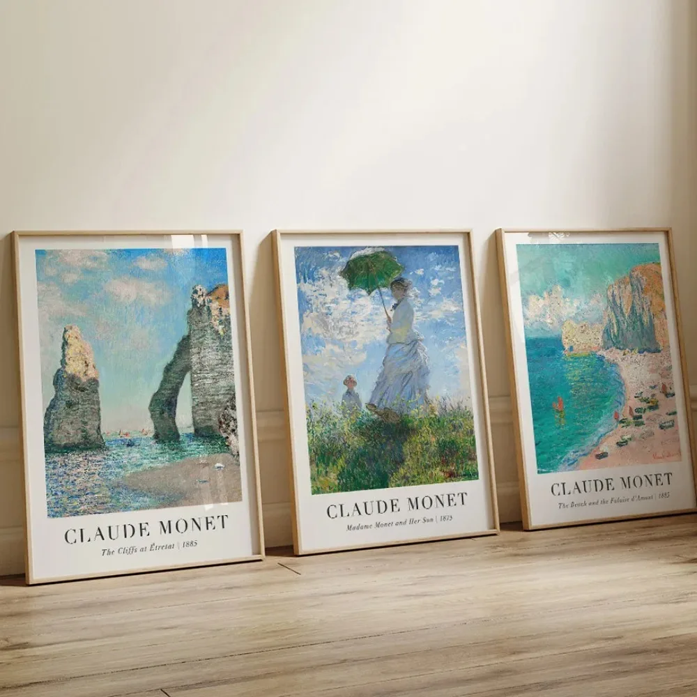 Pósteres de arte abstracto clásico escandinavo de Claude Monet, cuadro sobre lienzo para pared Vintage, decoración para el hogar, dormitorio y sala de estar