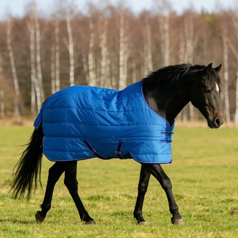 2-Piece Set of Blue Nylon Waterproof, Breathable, and Warm Riding Jackets with Hoods