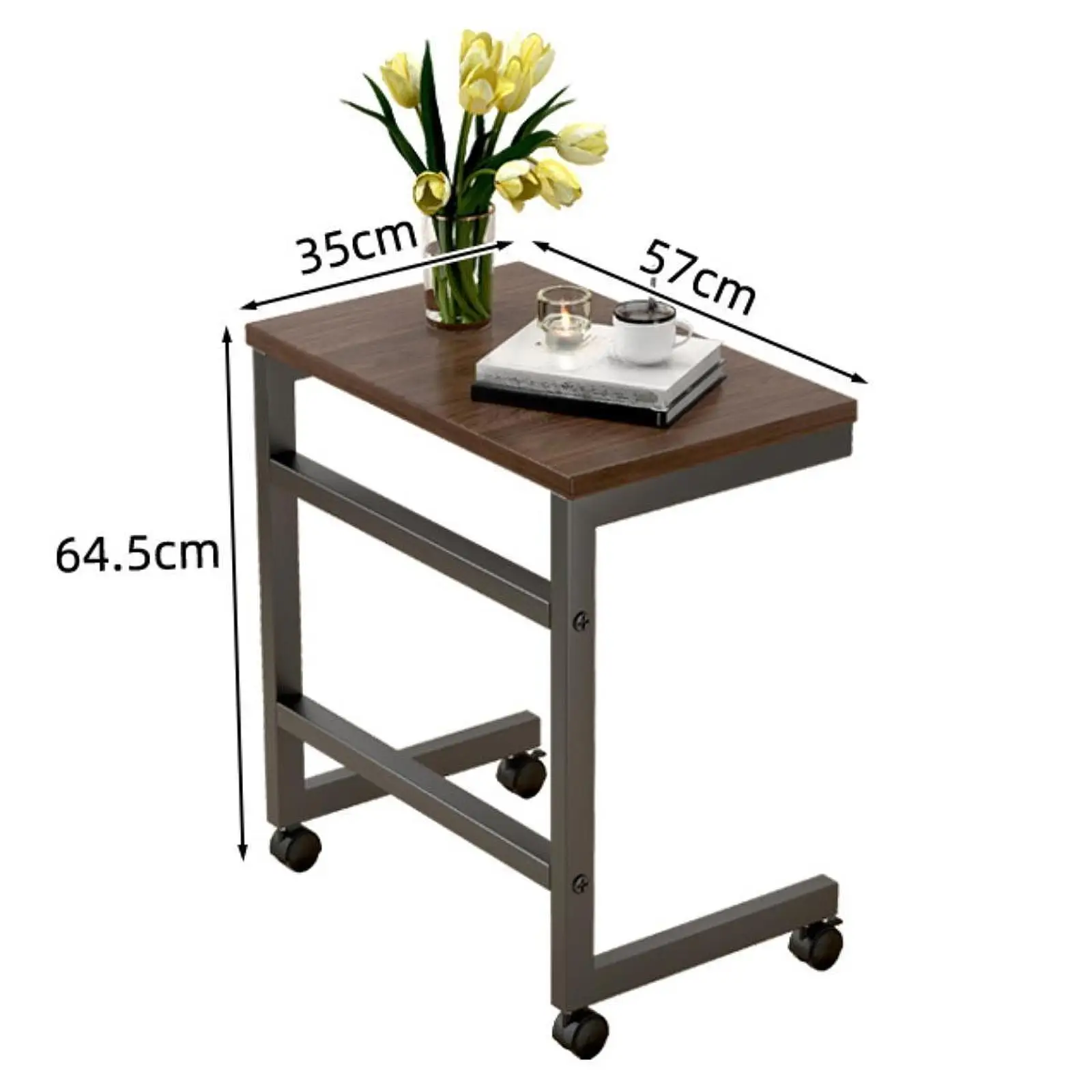 طاولة نهاية مع عجلات دوارة، طاولة قهوة بتصميم قديم، طاولة جانبية صناعية حديثة، صينية تلفزيون على شكل حرف C لغرفة المعيشة وغرفة النوم