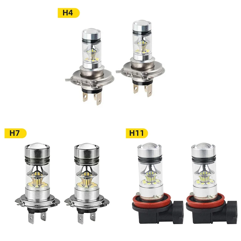 2pcs LED Headlight Bulb H4 H7 H11 Car High Low Beam Super Bright LED Driving Lights 100W 6500K 2000LM for Automobile Accessories