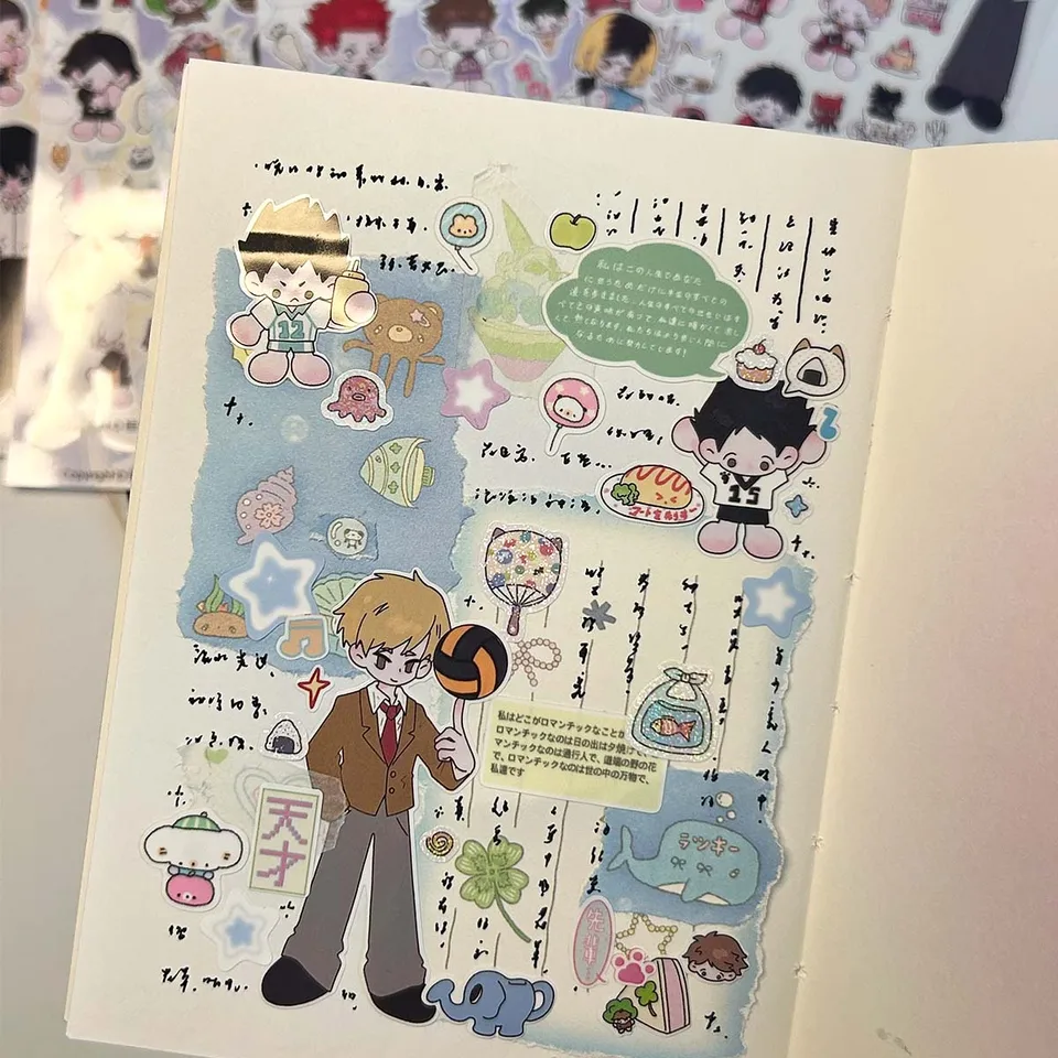 WAKAWAKA Cute Character Stickers Deco Scrapbooking Stationery