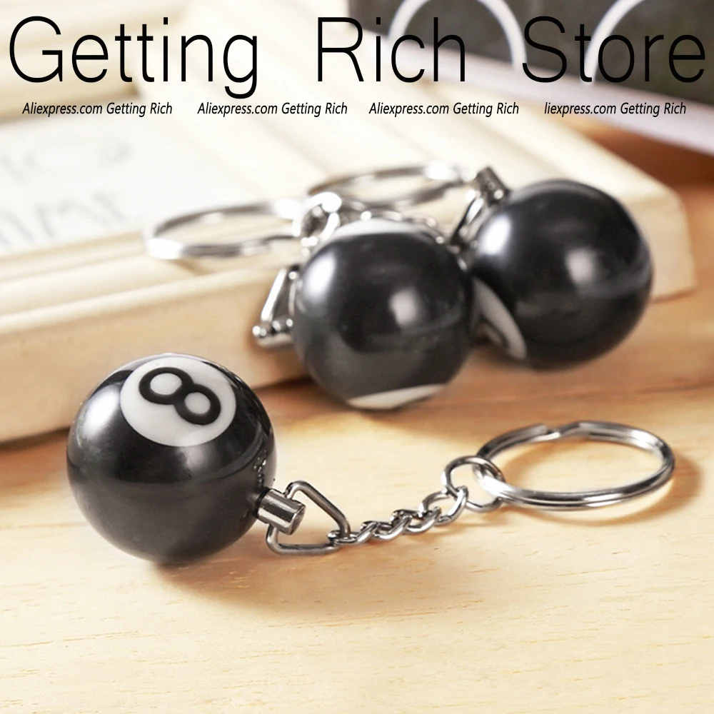 Lucky Black 8 Ball Charms Keychain Mini Billiards Keyring Pool Player Gift For Women Men Handbag Backpack Decoration Accessories