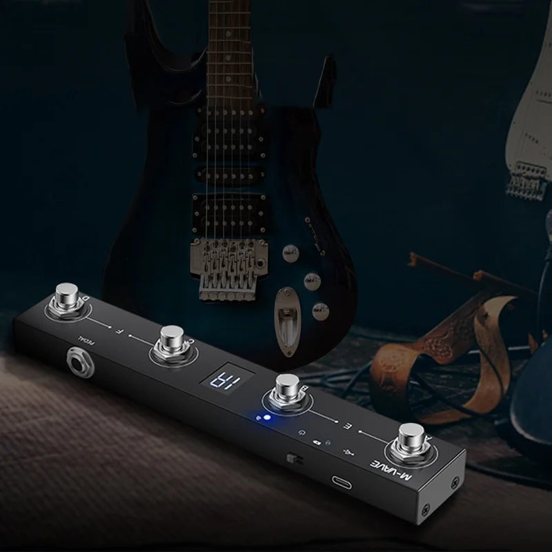 M-VAVE-controlador de pie inalámbrico BT, Pedal de guitarra con 4 reposapiés, USB, Control por aplicación