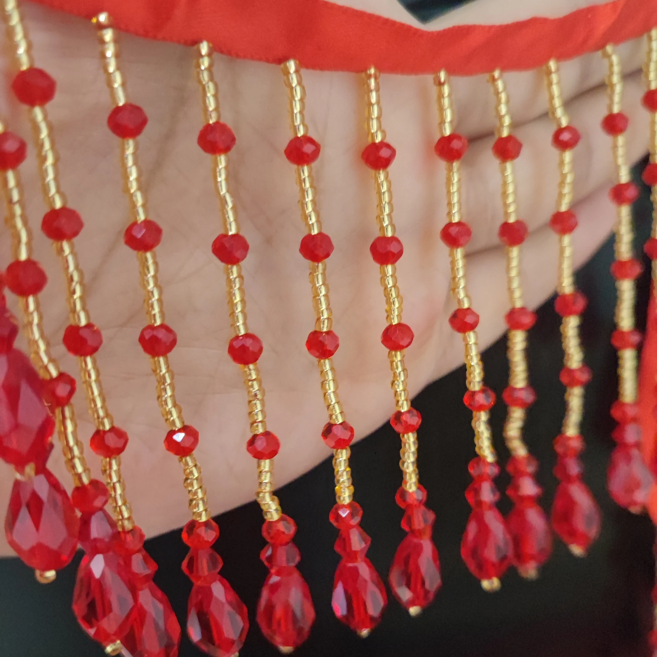 

8cm Wide Crystal Beads Beaded Fringe, Red Bead Fringe, Green Bead Fringe, Clear Bead Fringe, ,Lampshade Fringe