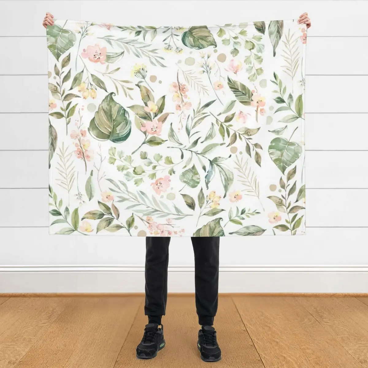 

Floral watercolor pattern, pink and green botanical florals Throw Blanket Baby warm winter Thermal Multi-Purpose Blankets