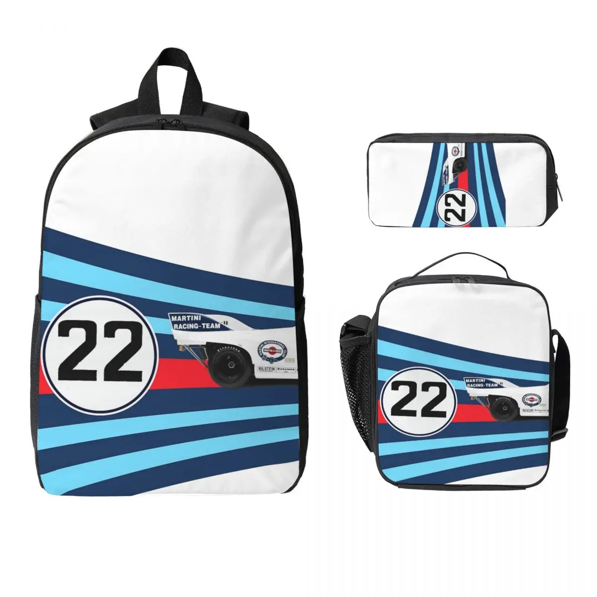 

1971 24 Hours Martini Racing 917 Backpack Student Boy Girls BookBag School Bag Shoulder Bags 3ps Insulated Lunch Bag Pencil Case