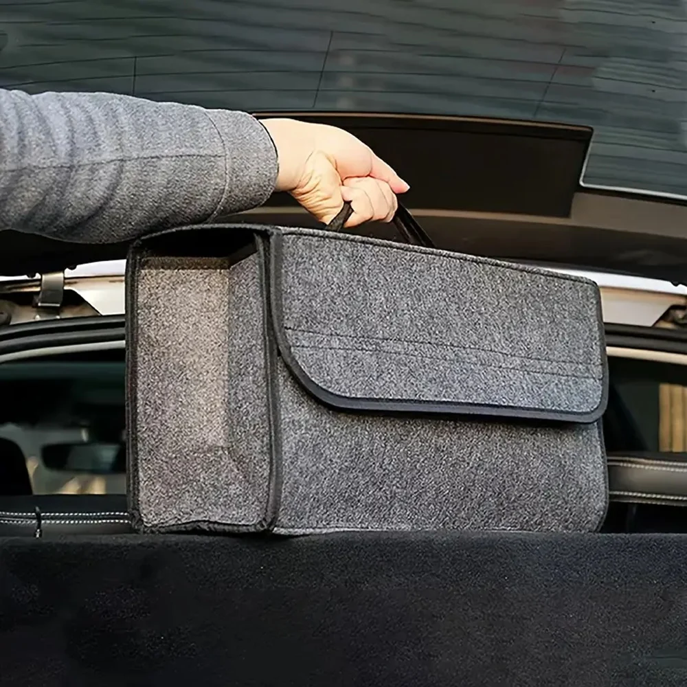 Large Anti Slip Compartment Boot Storage Organizer Tool Car Storage Bag Car Trunk Organizer Soft Felt Storage Box Accessories