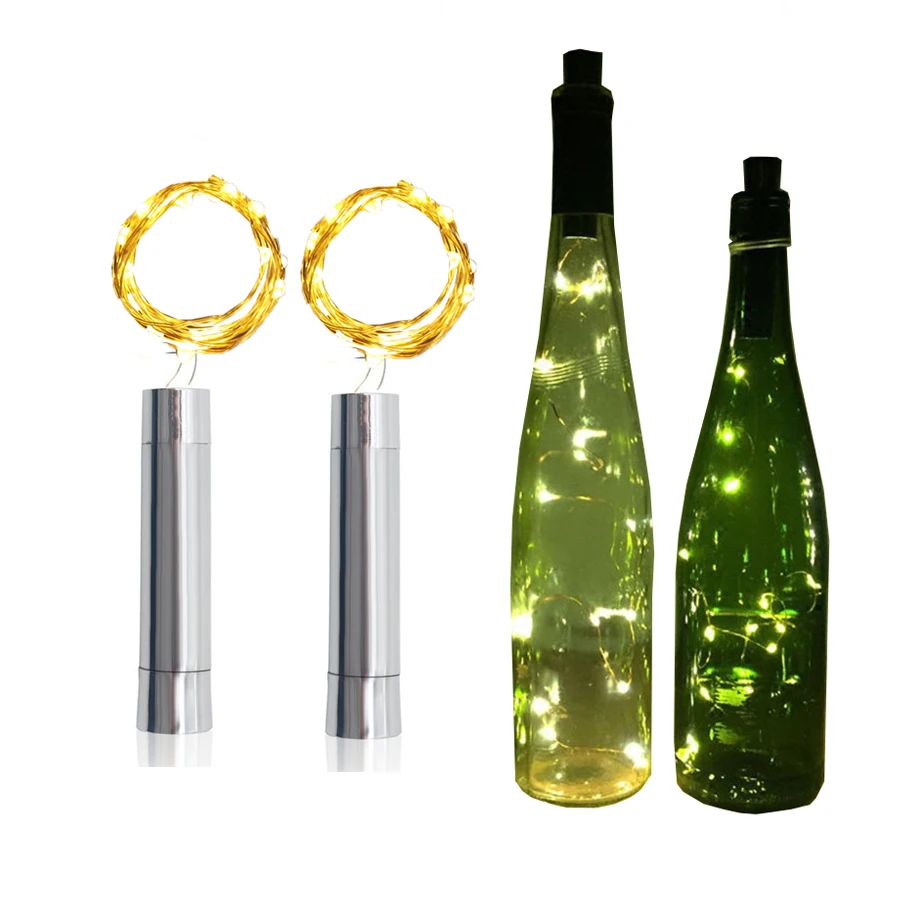 10PCS 20LED Sliver Wine Bottle Cork Light AA Battery Operated Fairy String Light Cork Bottle Light for DIY Christmas Party Decor
