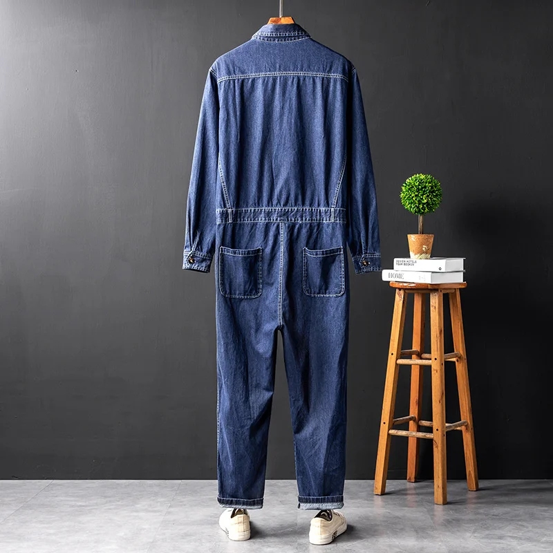 And Spring Autumn Workwear Jeans Jumpsuit Men And Women Loose Blue Black One-piece Trousers 2022 New Long Sleeve Clothing