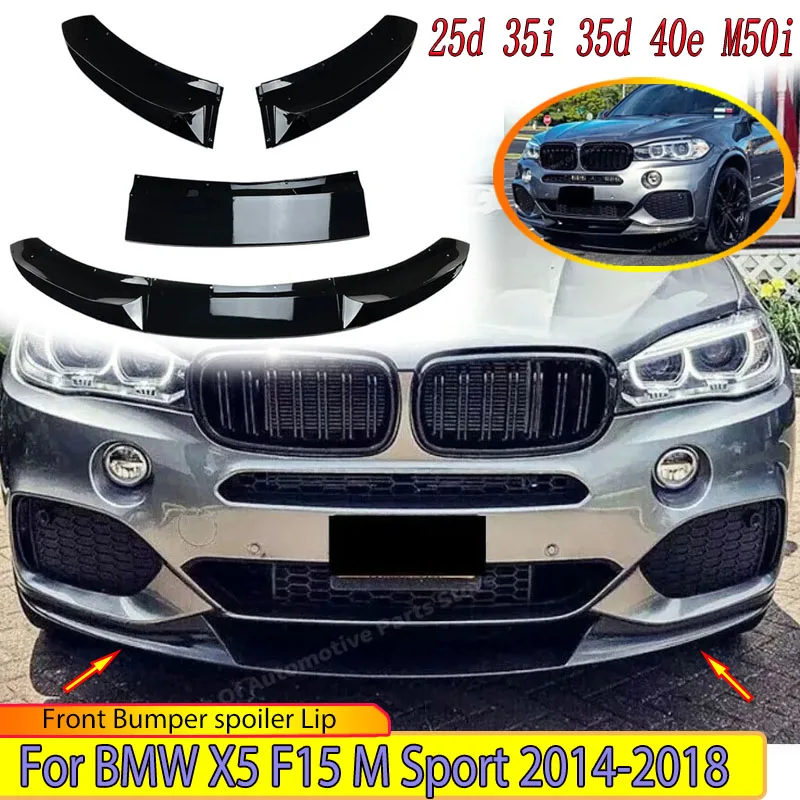 

Автомобильный передний бампер, спойлер для BMW X5 F15 M Sport 2014-2018 25d 35i 35d 40e M50i, ремонт подбородка, сплиттер, лезвие, комплекты кузова, защита