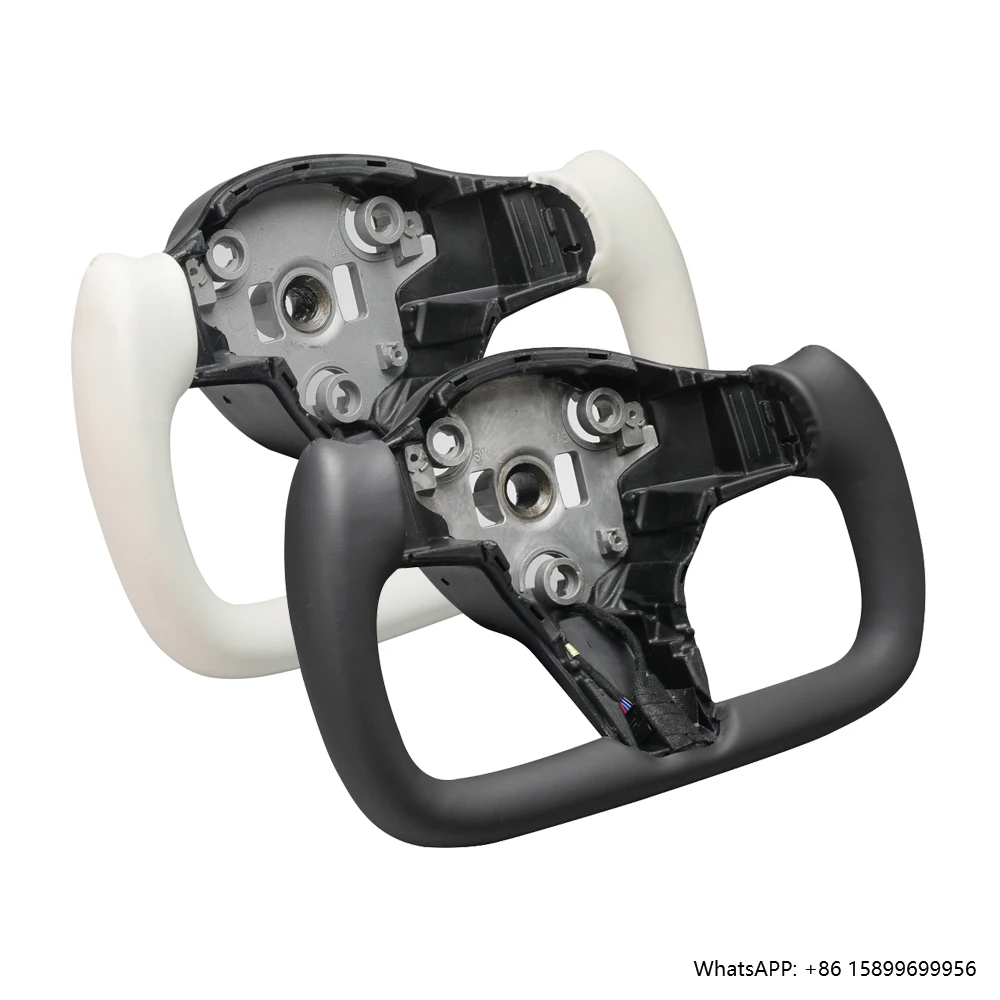 Vjoycar Racing Auto-Lenkrad aus Kohlefaser-Leder für Modell 3, Modell Y, Heizfunktion, Sport-Yoke-Lenkrad