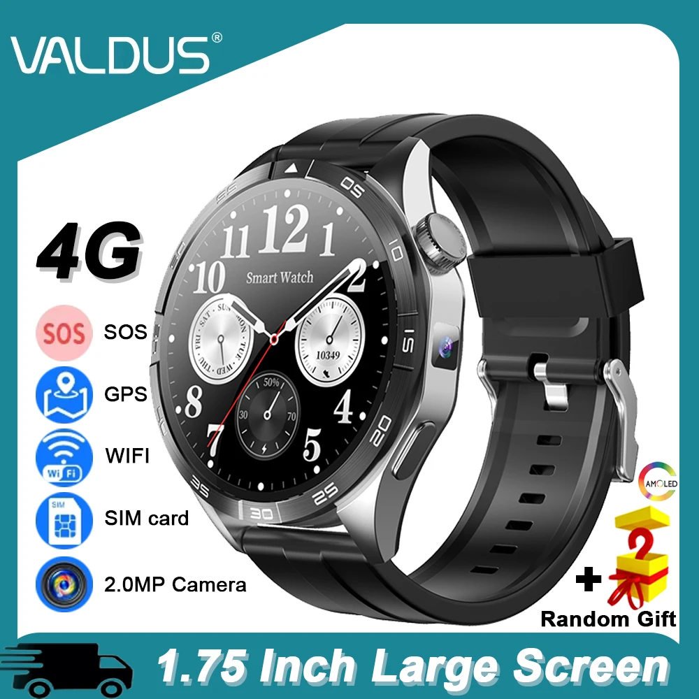 

VALDUS Новые умные часы VG52 Pro с HD-камерой AMOLED WIFI GPS SOS NFC 2 + 16G Память 4G Часы для мужчин, женщин, детей, подарок, спортивные умные часы