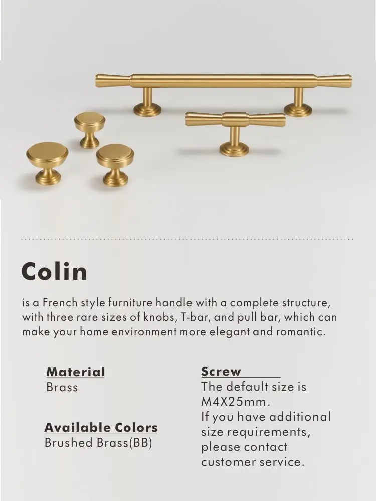 Nurlin Solid Brass European Luxury Style Furniture Handle Cabinet Knobs T-bars 96/128/160/192 Hole Distance Drawer Cabinet