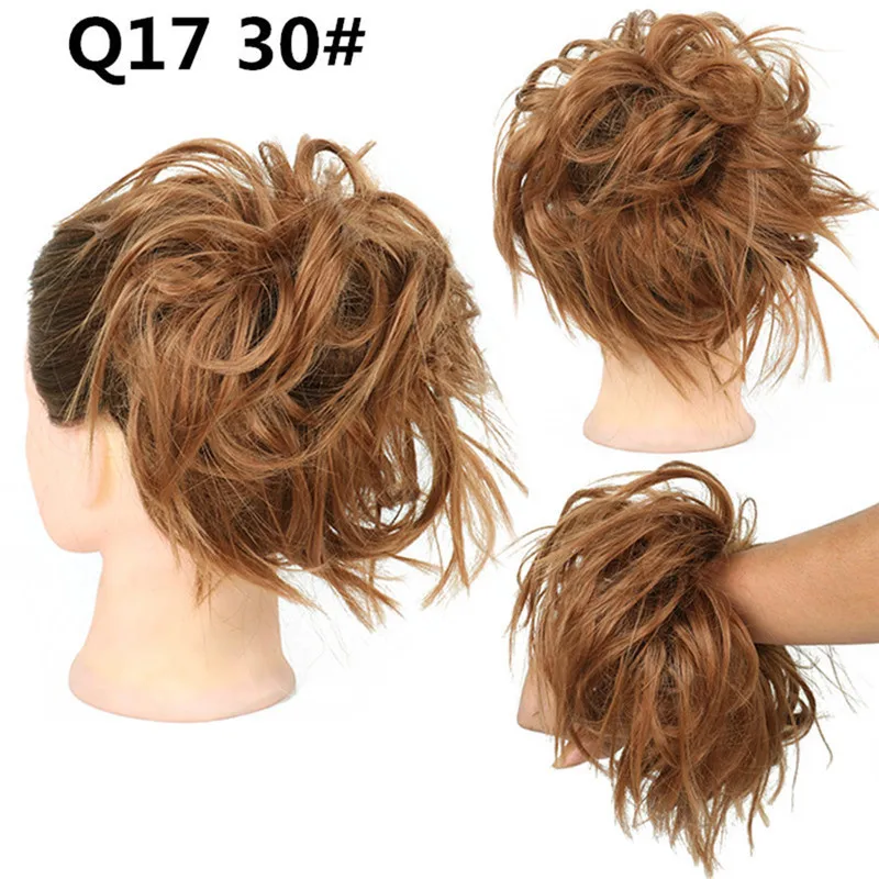 SuQ Synthetische Chignon Chaotisch Scrunchies Elastische Band Lockige Haarteil Für Frauen Hohe Temperture Faser Natürliche Gefälschte Haar Donut Chig