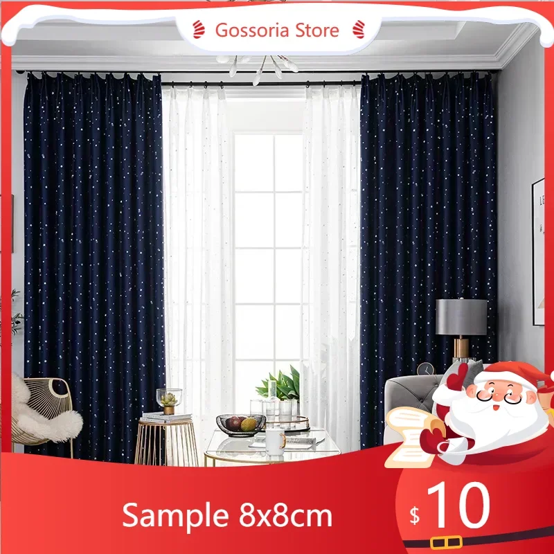 

SampleDZQ Thick Silver Star Blackout Curtains For Living Dining Room Bedroom Windows Curtain Shading Fabric Drapes Custom