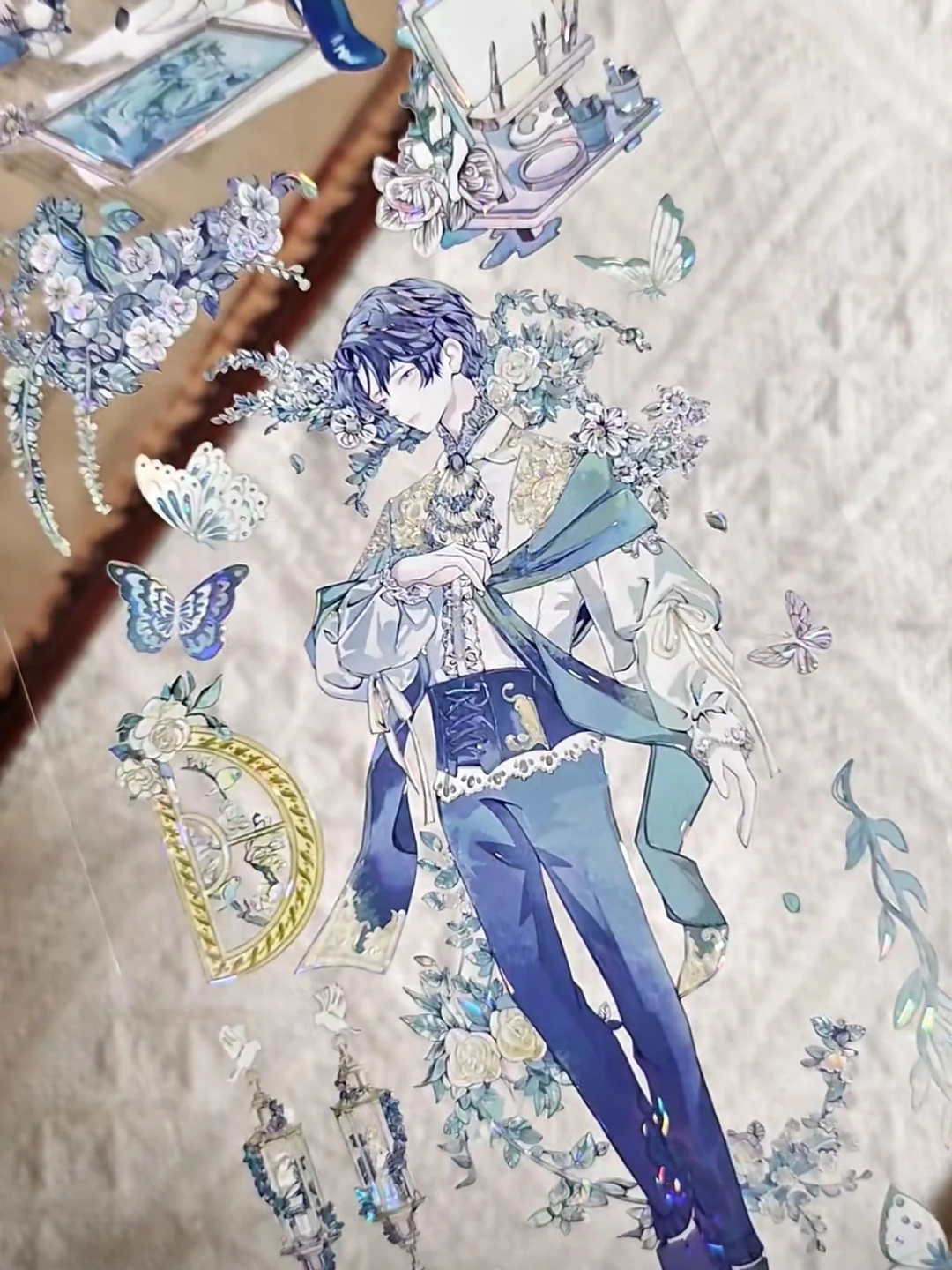 10M Roll shine Blues Romantic Shell Light washi PET Tape Journal Card Goods Collage Character Beauty