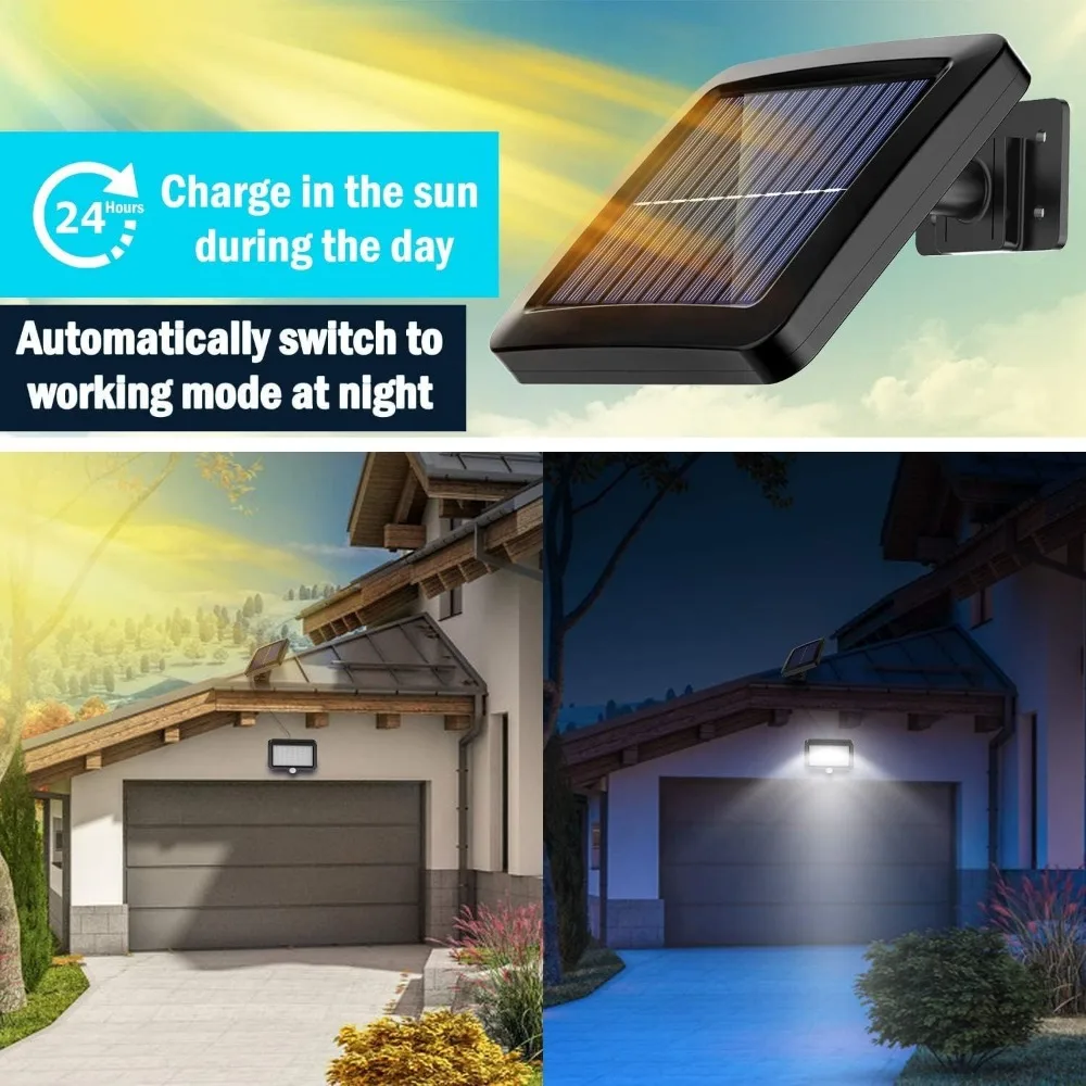 Imagem -03 - Impermeável Led Solar Wall Light Luz Exterior Detector de Movimento Ip65 Ângulo de Iluminação 120 ° para Jardim Cabo 16.5ft 56led