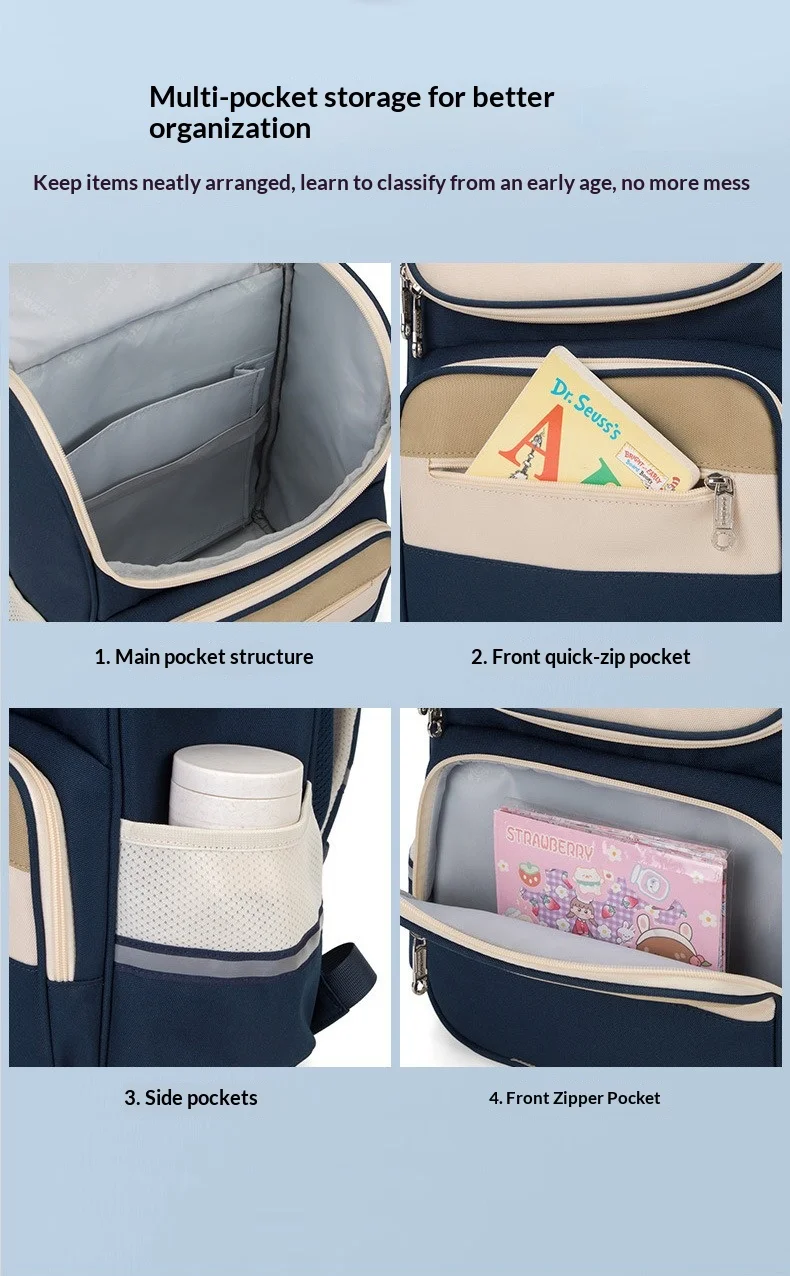 Children School Backpack, Spine Protective Waterproof Reflective Lightweight School Bag for Primary School Kids