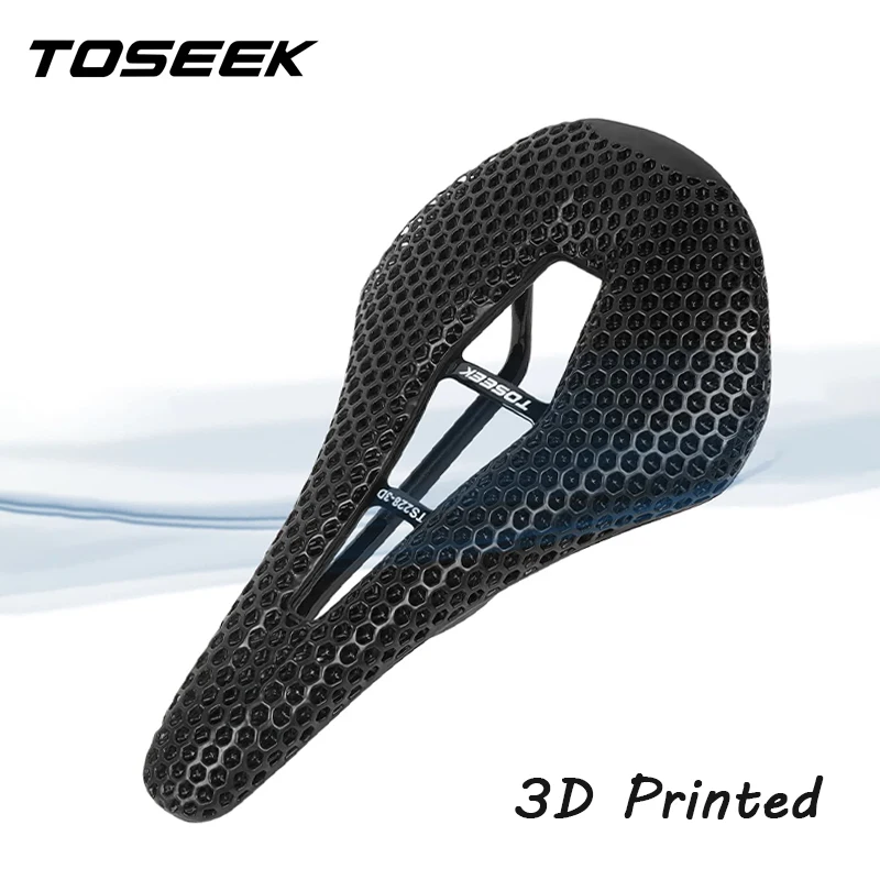 

TOSEEK 3D Printed Cushion Bicycle Seat Carbon Fiber Saddle Breathable Soft MTB Cycling Saddle Ultralight Mountain Bike Cushion