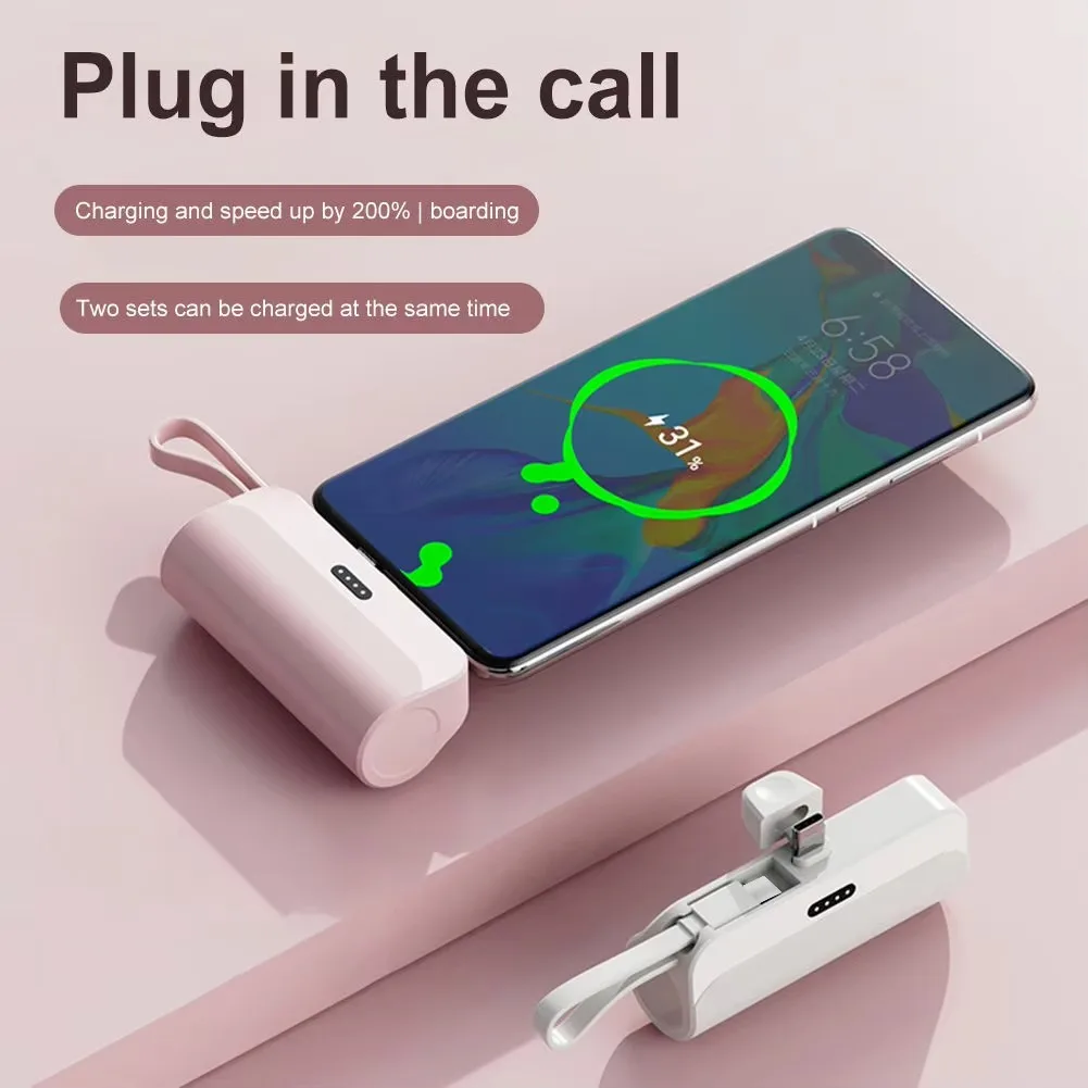 New Power Bank 2 IN 1 Fast Mobile Phone Charger External Battery Mini PowerBank Plug Play Type-C For iPhone Samsung Xiaomi ﻿