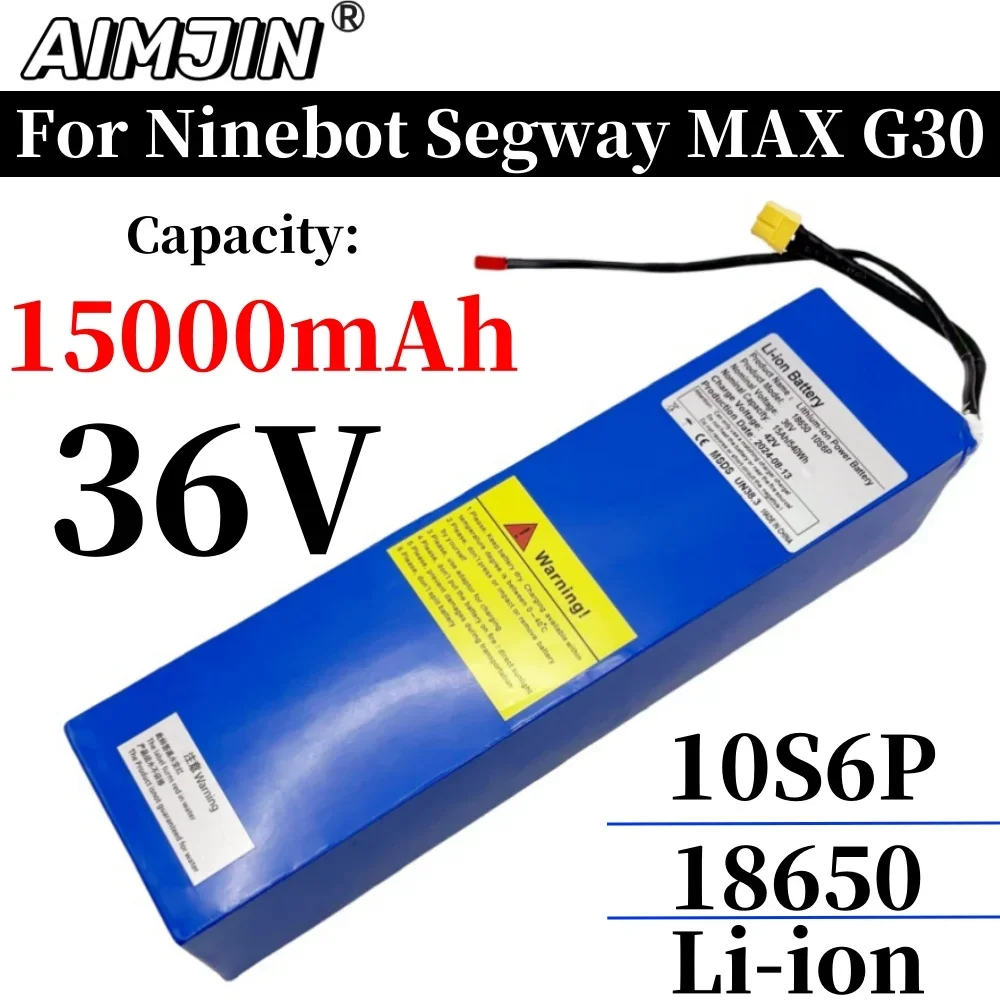 18650 Lithium 36V 15000mAh 10S6P Rechargeable Battery For Segway Ninebot MAX G30 Electric Scooter Special Battery