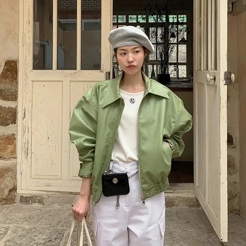 

Motorcycle Jackets Women Solid Streetwear Autumn Coats Aesthetic Clothes American Vintage Casual High Street Korean Style Ins