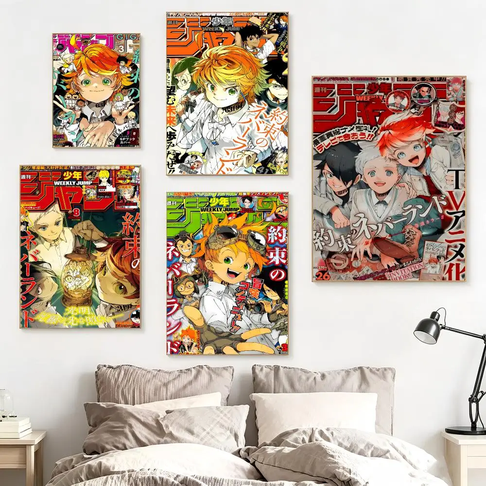 Psychological Anime T-The Promised Neverland Poster impermeable para el hogar sala de estar dormitorio bar decoracion estetica