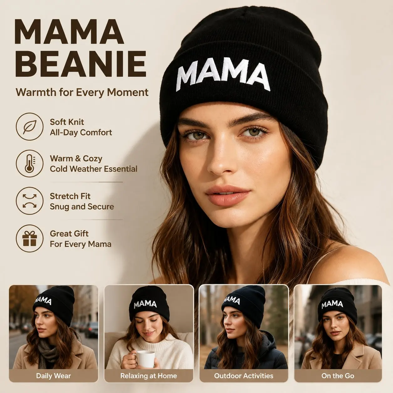 Winter Outing Knitted Beanie Family Matching Hats Soft Warm Cotton Blend Headwear for Daily Wear Durable Lightweight Gear
