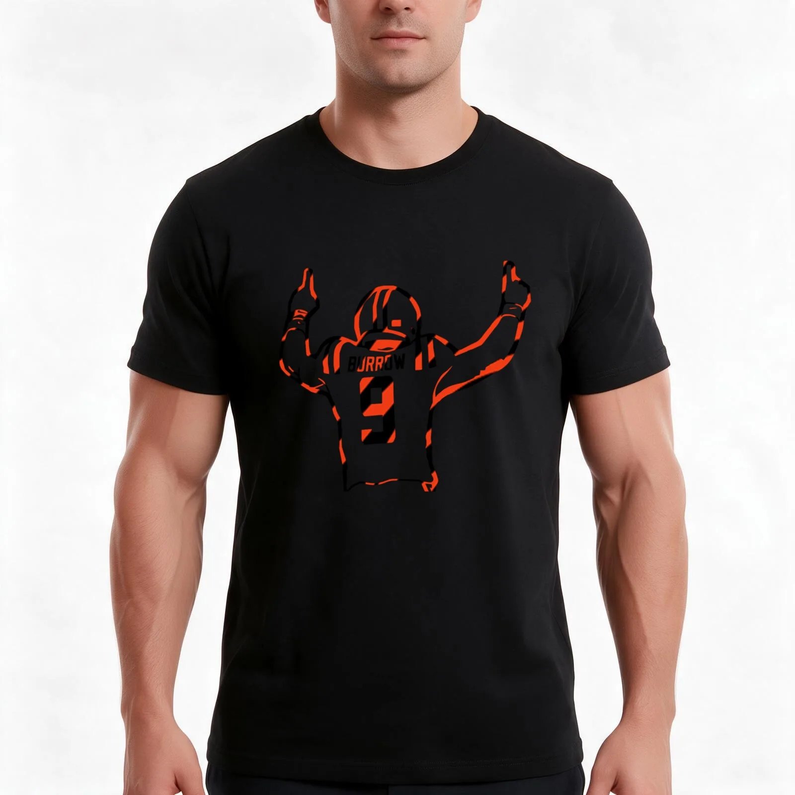 Burrow 9 New Design T-Shirt, Summer Casual Cotton Tee, Oversized Streetwear Tops, Vintage Graphic Print, Loose Fit Short Sleeve
