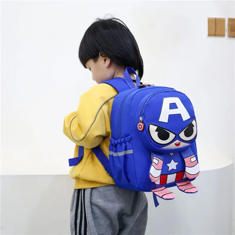 New Disney cartoon Captain America Spider-Man boys School Bag New Kindergarten Baby Children\'s Small Backpack