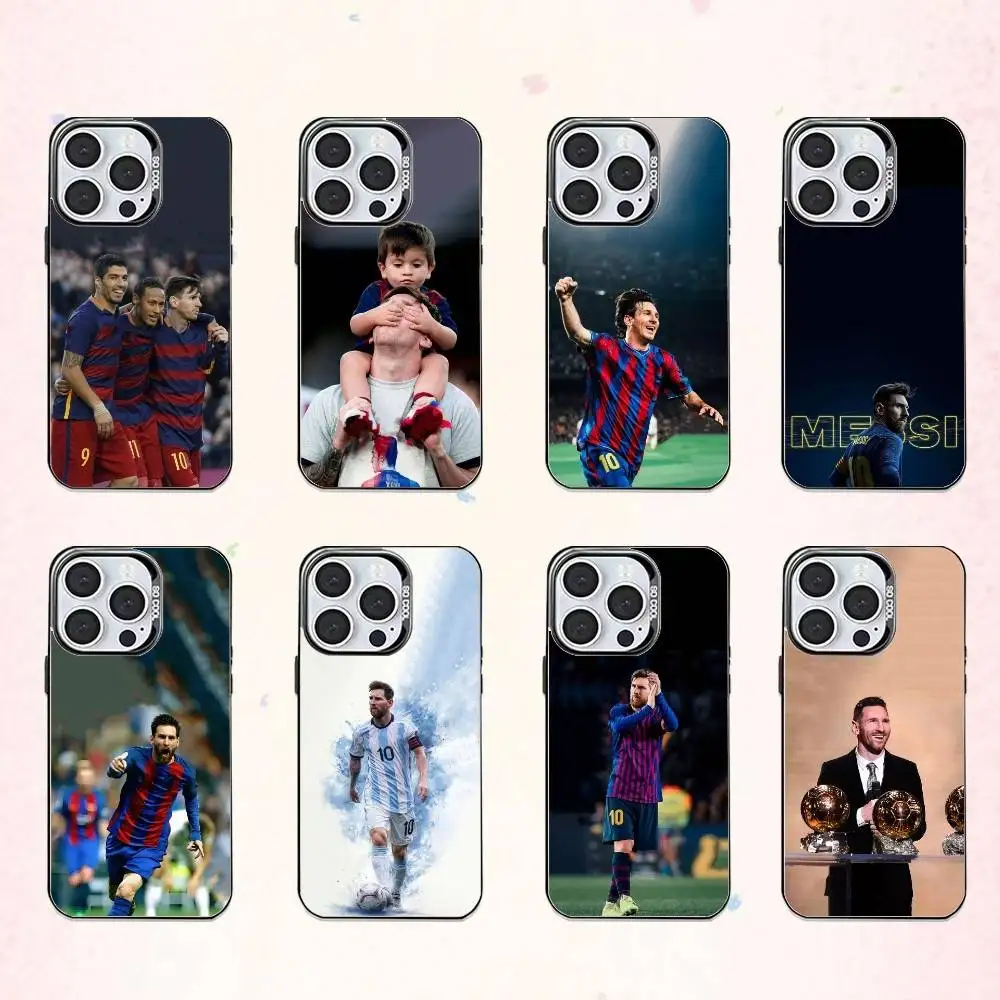 

Football Superstar M-MessieS Phone Case For iPhone17,16,15,14,13,12,11 Plus,Pro Max Colored Silver Plated Inside Cover