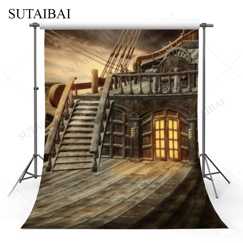 Pirate Ship Photography Background Fairy Tale Wedding Dark Clouds Photographic Backdrops Photo Studio Children Photocall