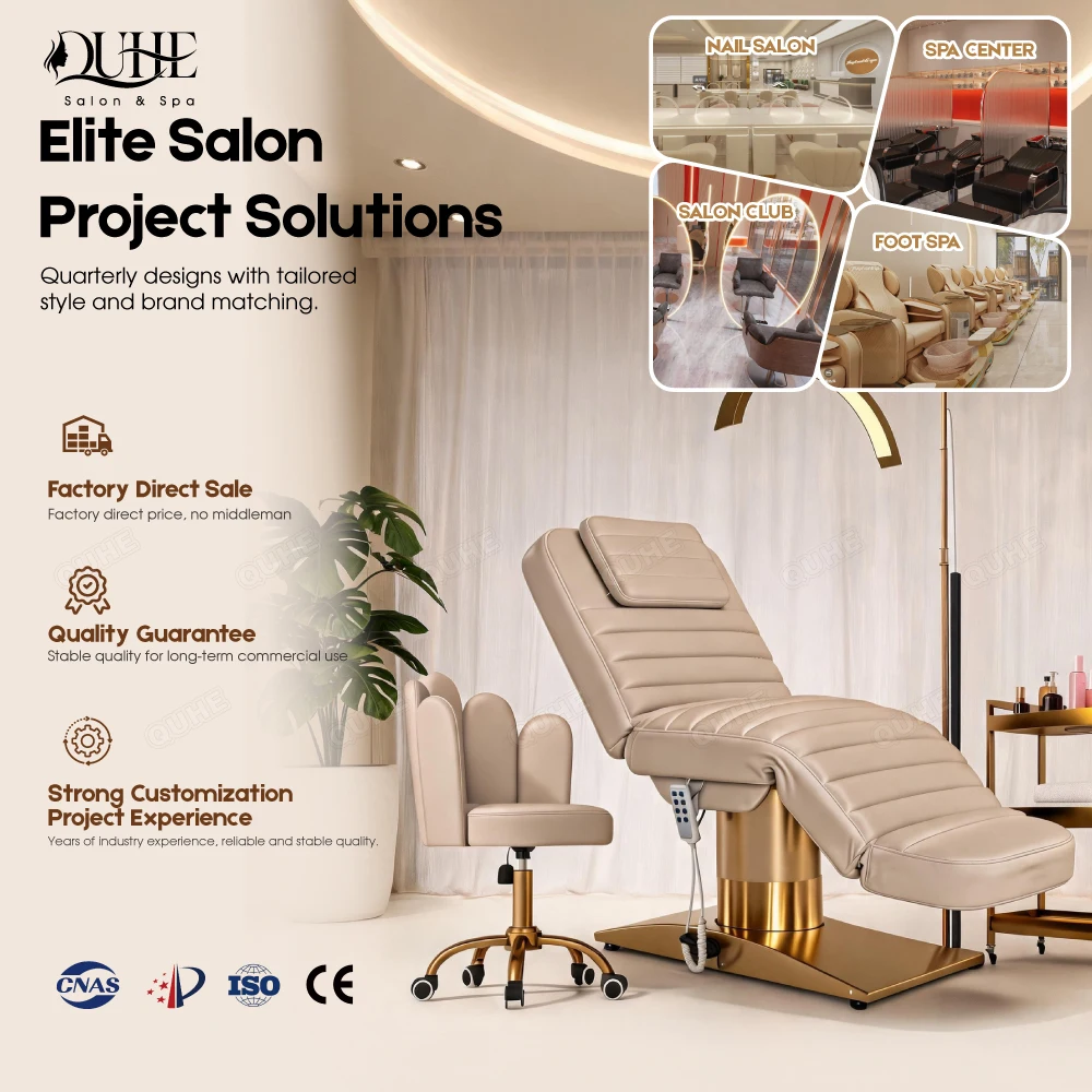 New Design 3 Motors Beauty Bed Electric Facial Chair Esthetician Reclining Massage Lash Electric Beauty