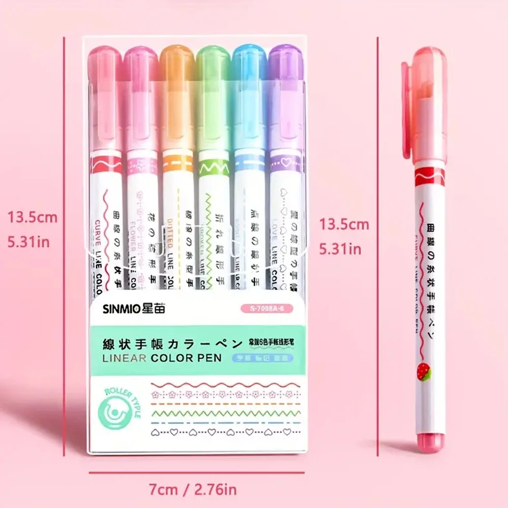 Imagem -03 - Flower Line Shaped Canetas Highlighter Dica do Rolo Curva Canetas Marcador Graffiti Pen Papelaria Escola Presentes Escritório Kawaii Pcs Pcs