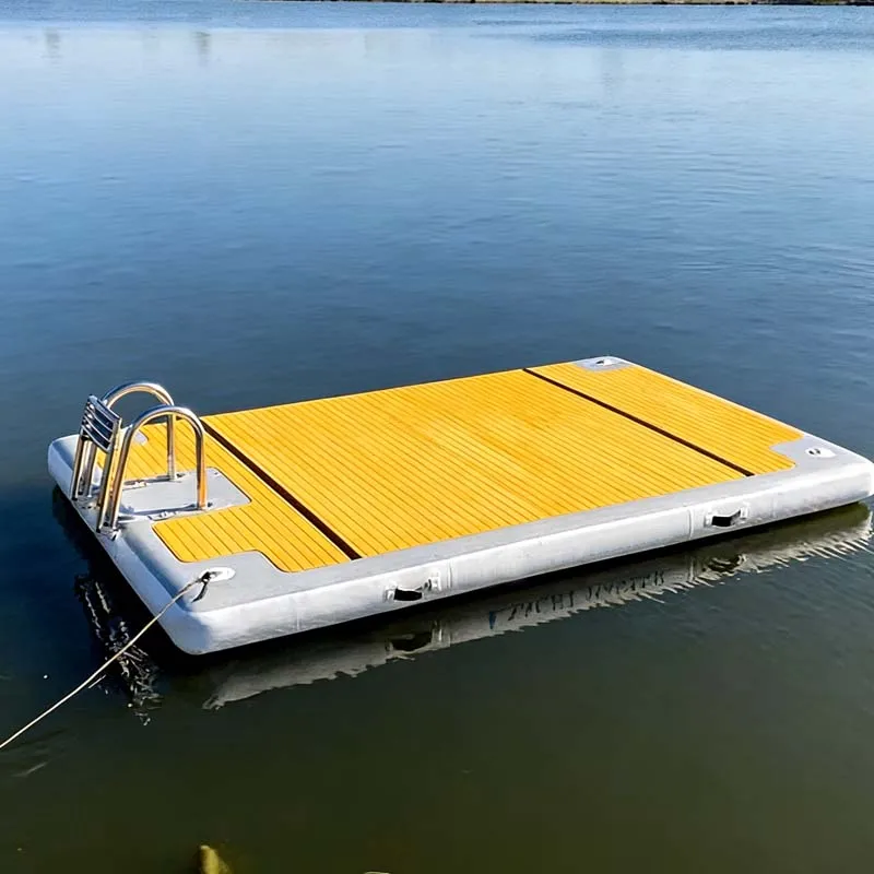 2026Factory Yacht Water Island Jet Ski Dock Mat Inflatable Floating Platform PVC Material 5-10 Passengers with Ladderpromote sal