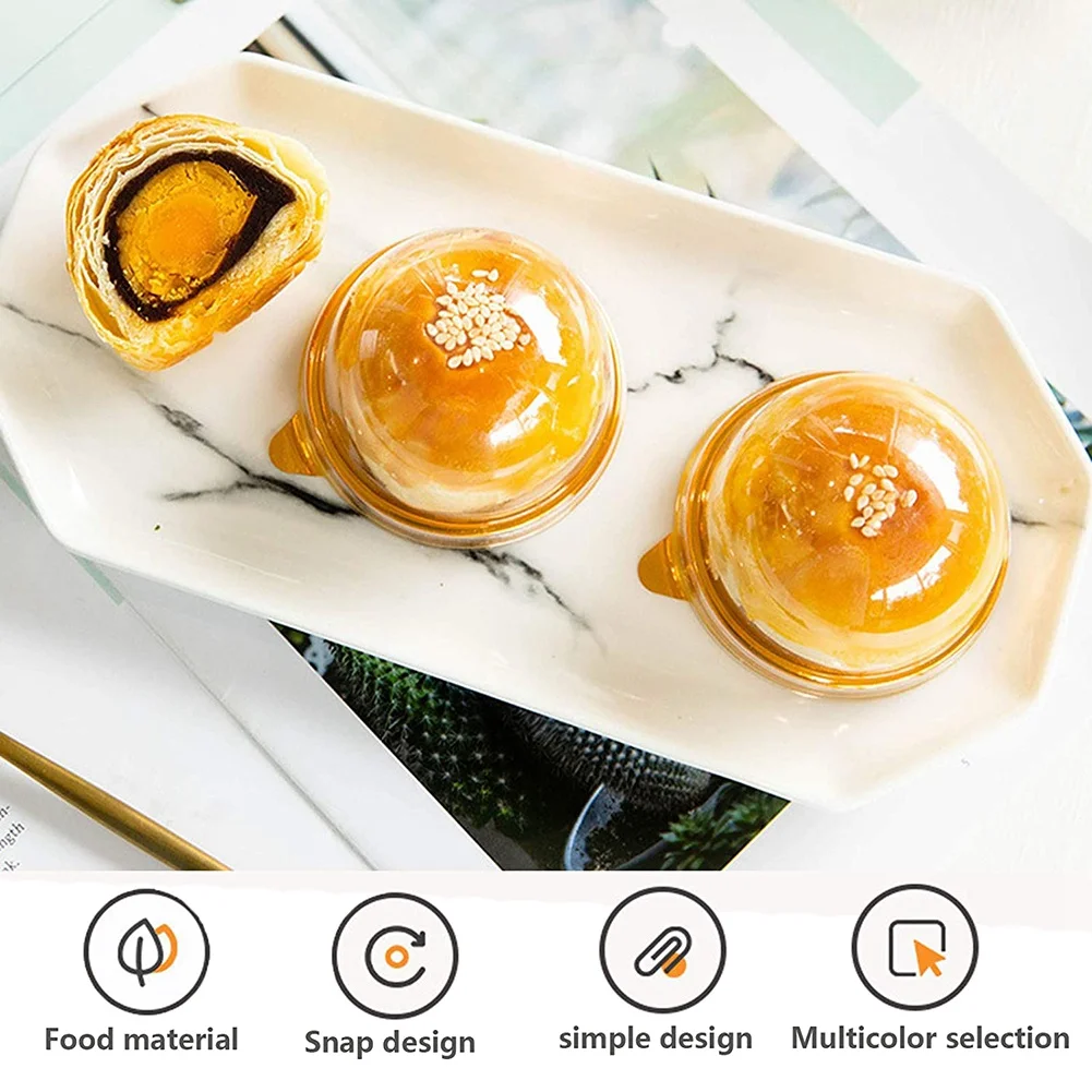 

ABLK 100 PCS Clear Plastic Mini Cupcake Box Round Cupcake Mooncake Dessert Container Box Cookies Muffins Dome Box