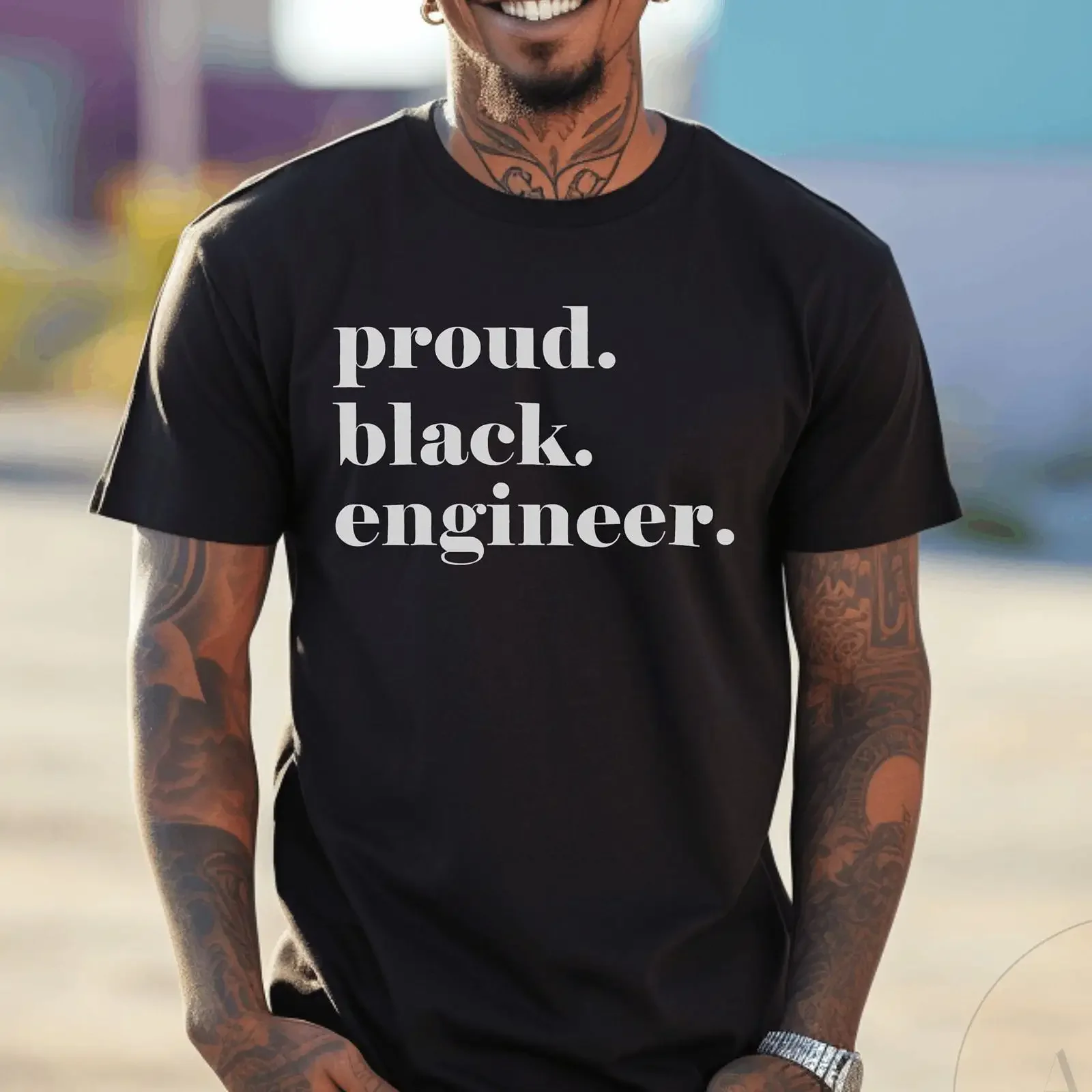 T-shirt d'ingénieur noir fièrement identitaire pour la remise des diplômes STEM, décontracté, vintage, délavé, unisexe, respirant, polyvalent, vêtements de créateur