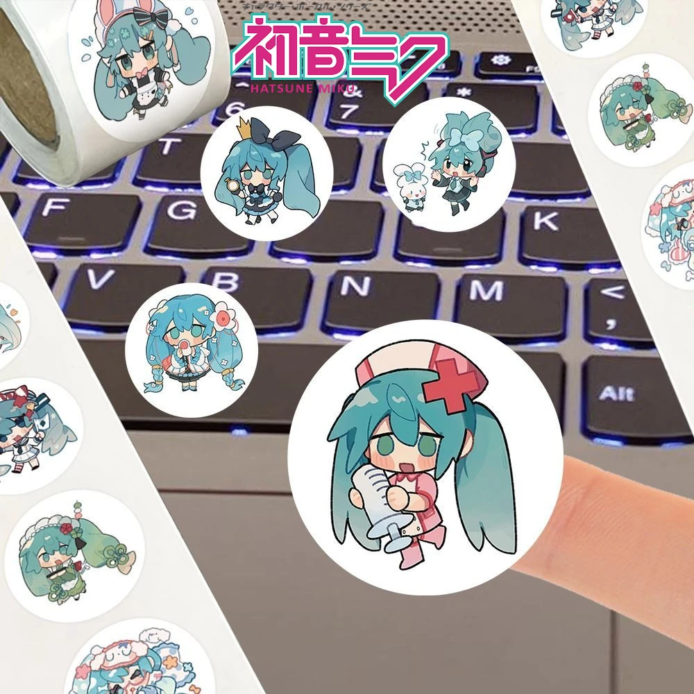 

Hatsune Miku Anime Merch Roll Sticker Chibi Style Cute Cartoon Phone Cases Journals Desktop Decorations Water Bottle Stickers
