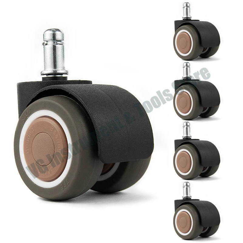 5Pcs Universal Mute Chair Wheel 2 inch M11x21 Office Chair Caster Replacement Casters Rubber Soft