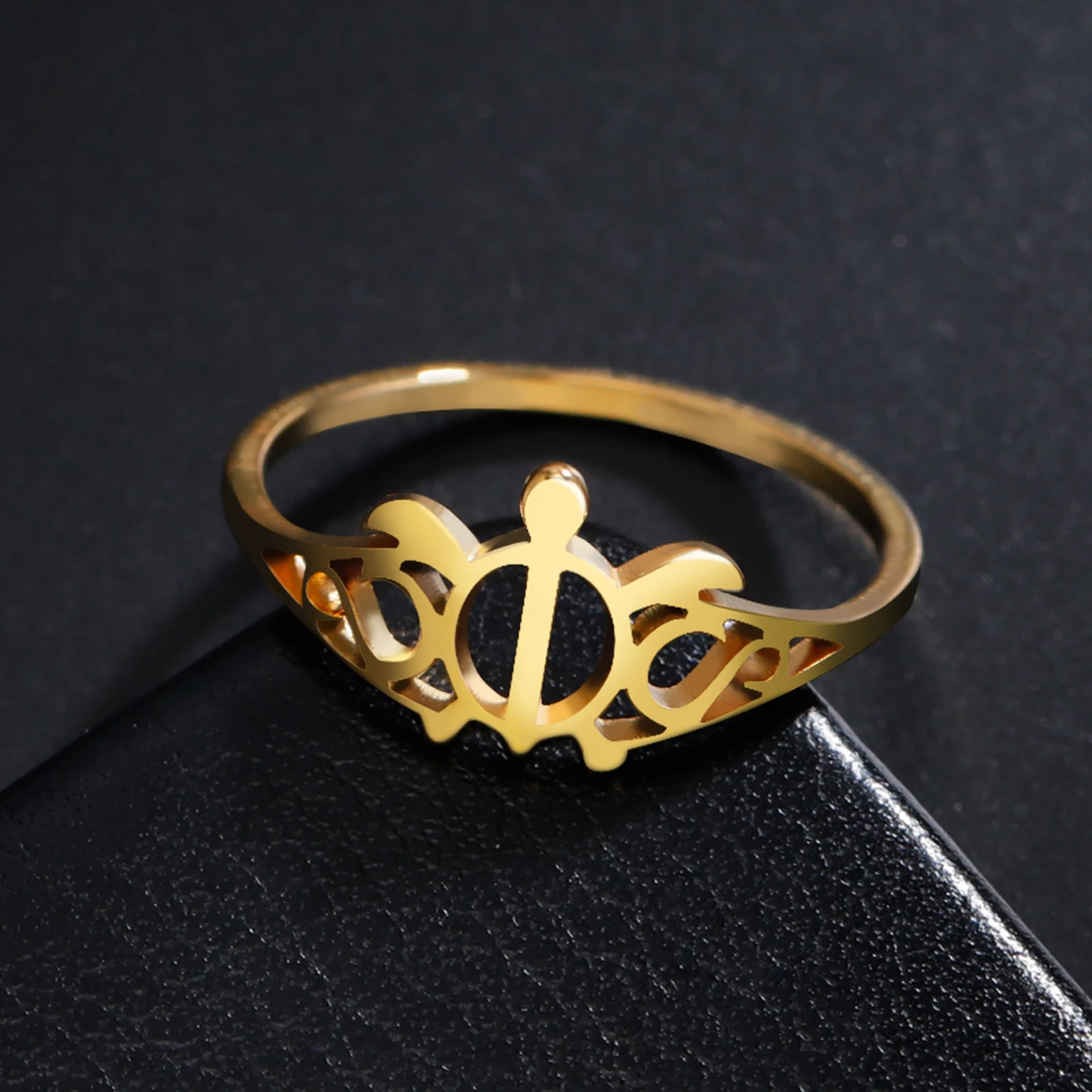 COOLTIME Meeres schildkröten ring für Frauen Männer Edelstahl Meeres tier Fingerringe Ozean Surfer Modeschmuck Strand party Geschenk – Detail 9