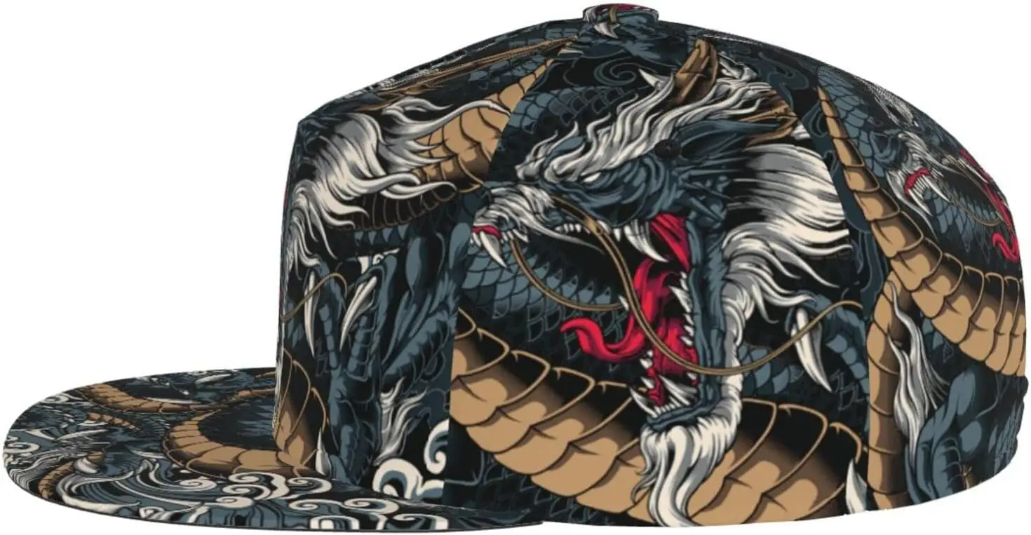 Dragon Baseball Cap Cool Hat Fashion Flat Bill Brim Adjustable Hats Dragon Cap for Men Women