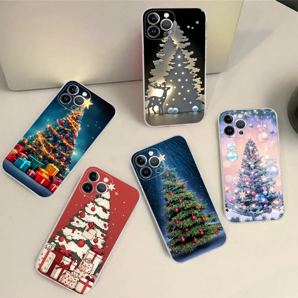 Merry Christmas Deer Tree Lights Phone Case Silicone Soft For Iphone 15 14 13 12 11 Pro Mini XS MAX 8 7 6 Plus X XS XR Cover