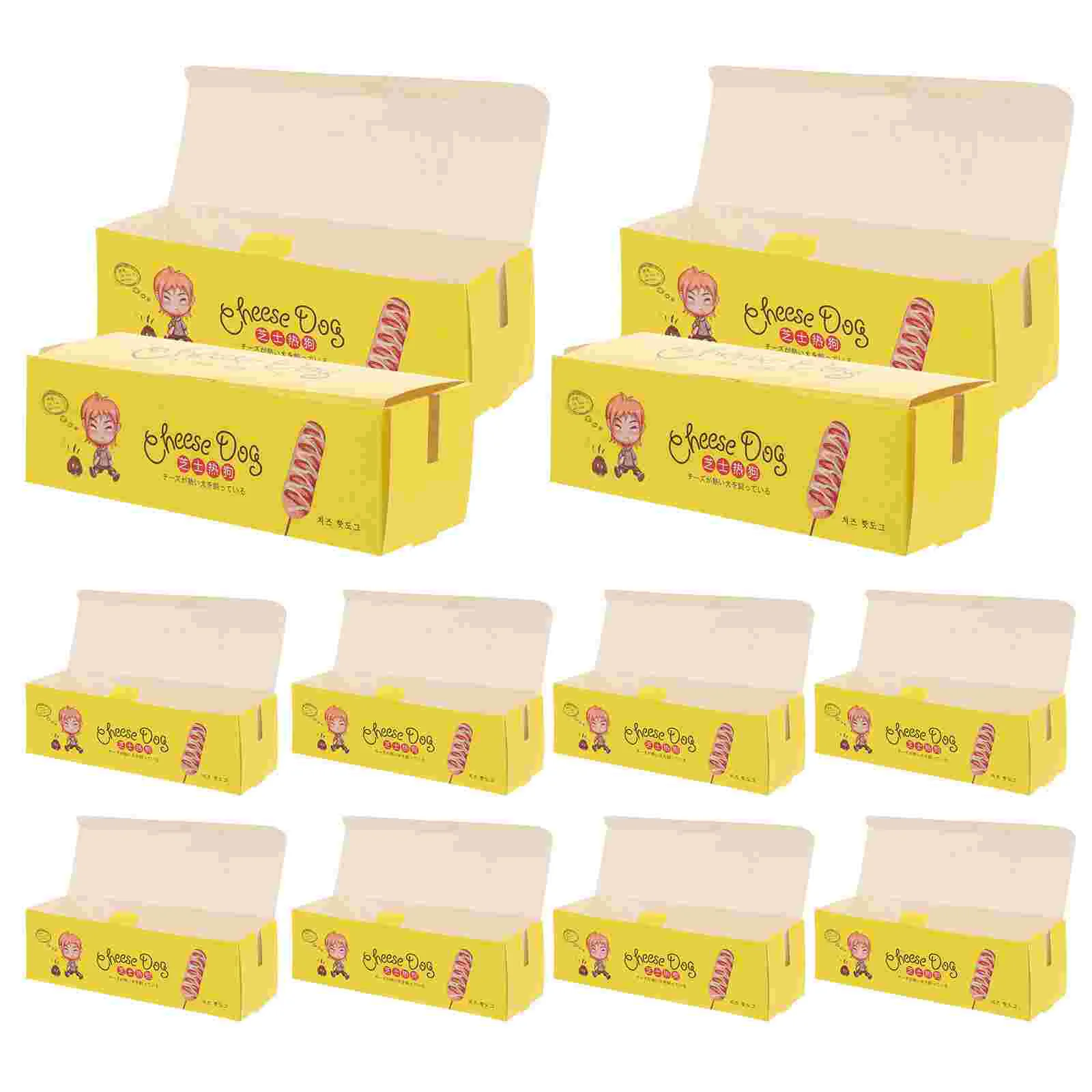 100 Pcs Hot Dog Box Snack Wrapping Container Food Paper Tray Dogs Case Sushi White Cardboard Holder