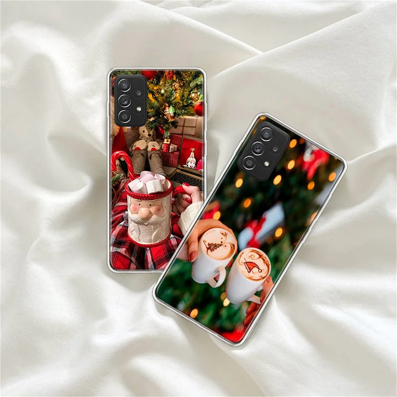 Winter Coffee Christmas Phone Case For Galaxy Note 20 Ultra 10 Lite 9 8 Samsung A15 A25 A35 A55 A05S M12 M21 M30S M31 M32 M51 M5