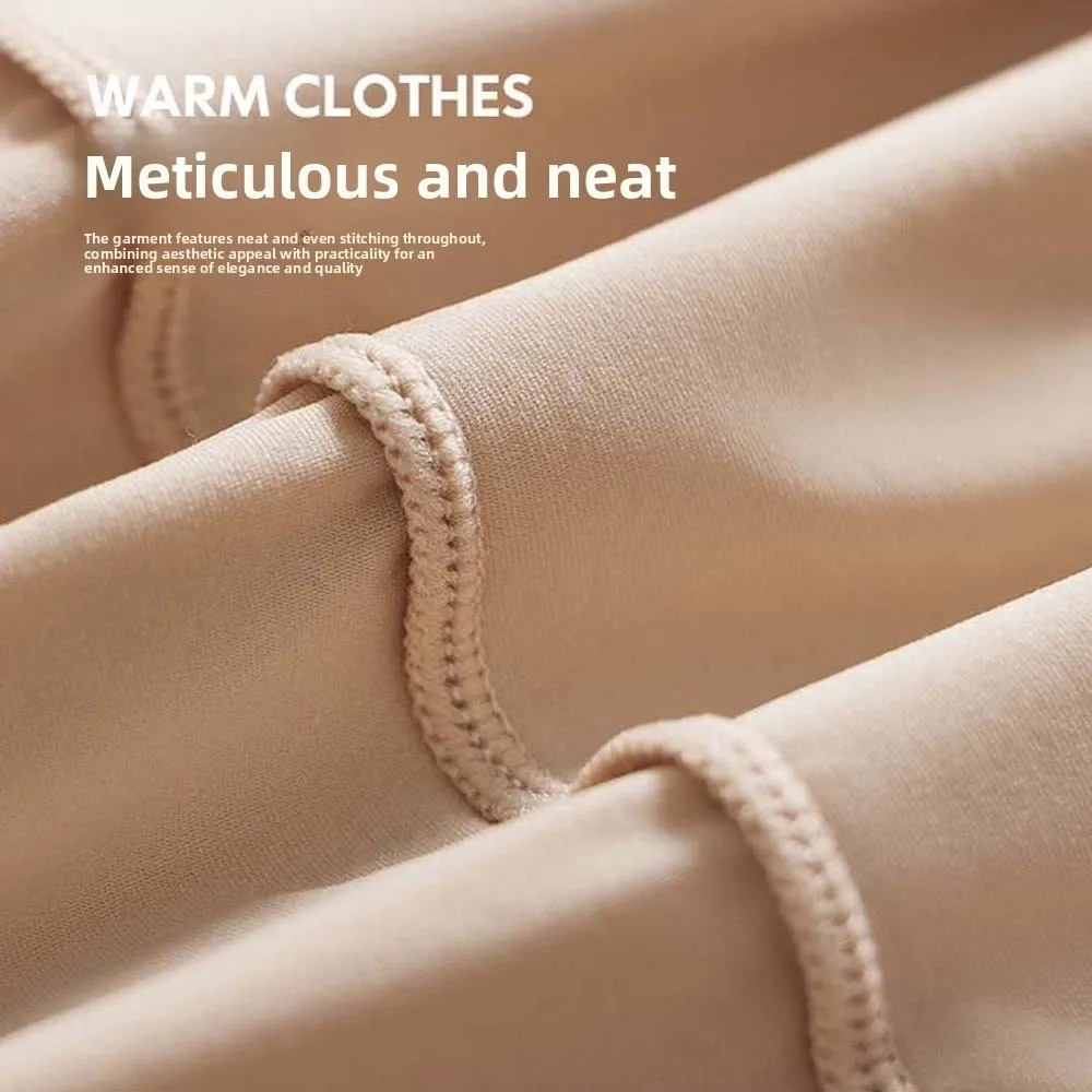 Ultra Thin Women Thermal Clothes Tops and Pants Set Invisible Thermal Underwear Round Neck Feel Heating Warmth Long Pants