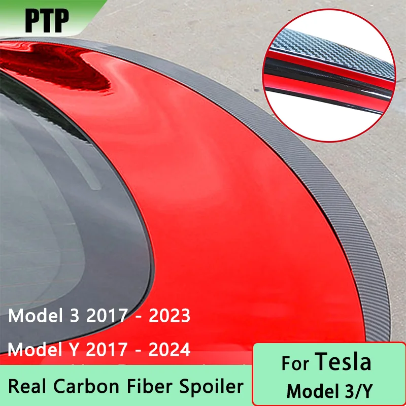 For Model Y 2024 Real Carbon Fiber Spoiler Performance Car Trunk Wing Original Spoiler Customization Model 3 2023 Car Accessorie