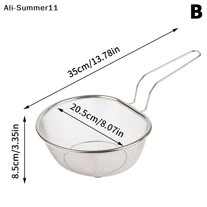 【NpA】1Pc 2025 New Stainless Steel Colander Kitchen Lo Mein Strainer Deep Frying Basket Chafing Dish Versatile Cooking Utensil