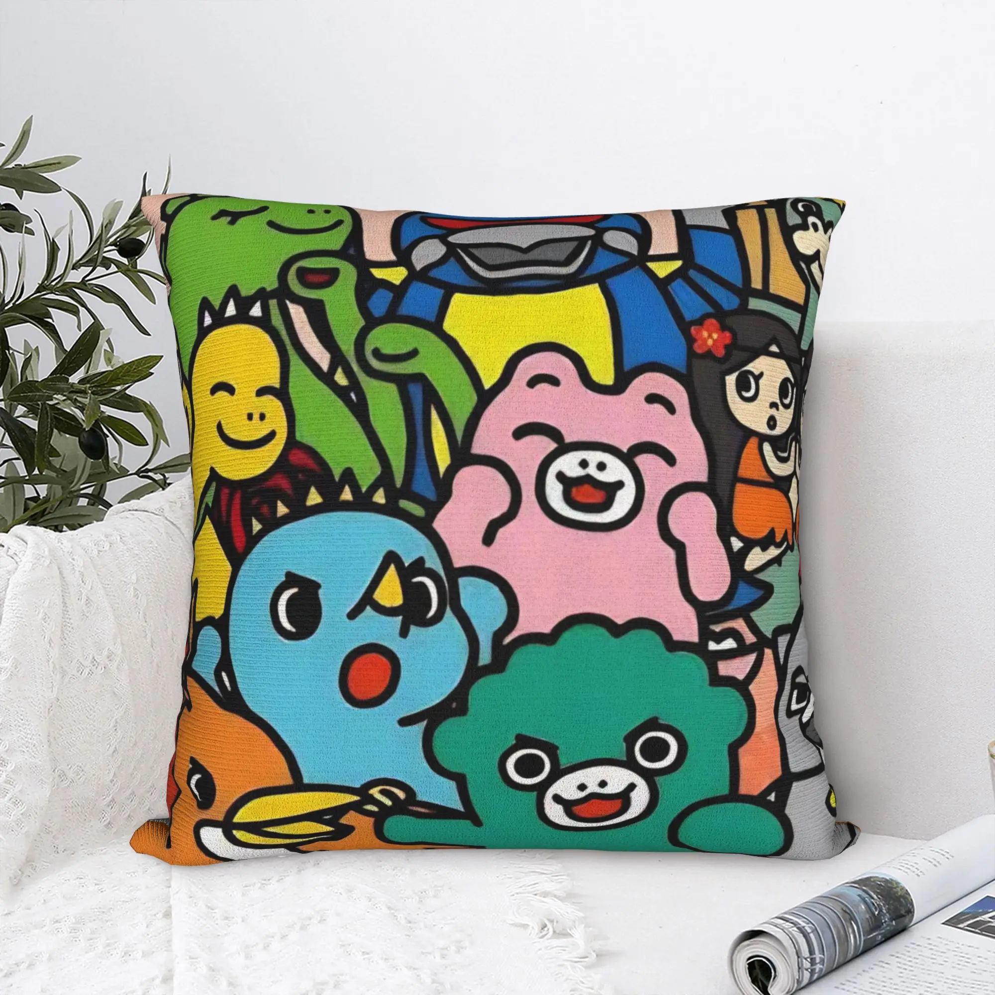 Chibi Monster Raids Again Square Pillow Cases 90s Cushion Cover Awesome Zipper Decorative Pillowcase for Home 40*40cm