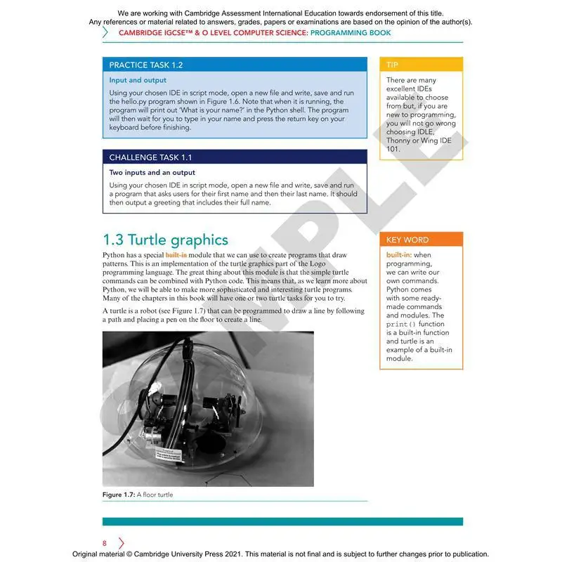 كامبريدج IGCSE وO Level كتاب برمجة علوم الكمبيوتر لبيثون مع الوصول الرقمي 2 سنة كريس روفي 9781108951562 #5